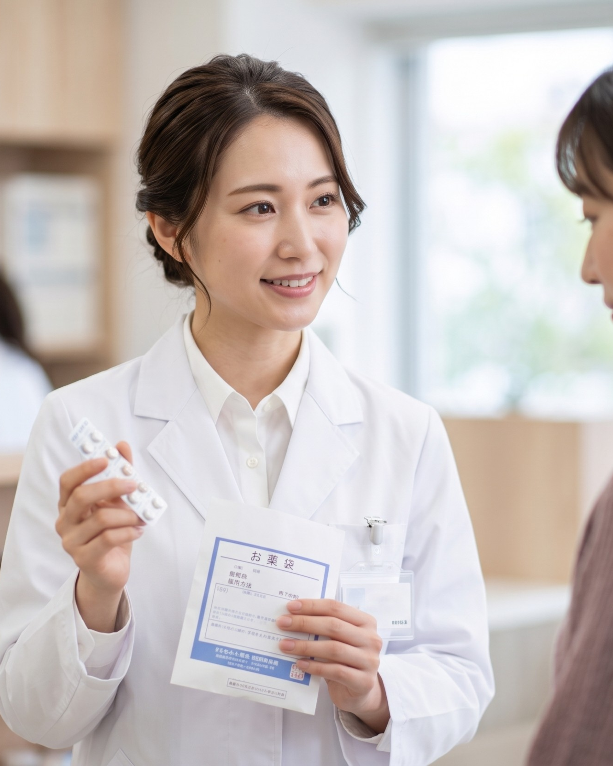 患者に服薬指導をする薬剤師